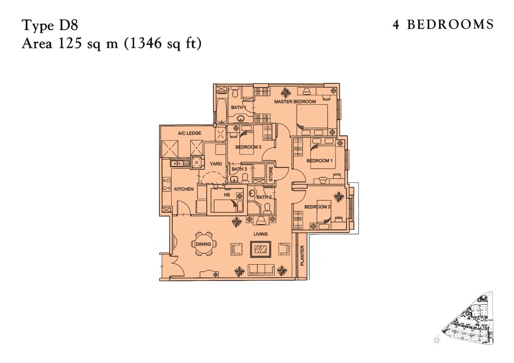 Yishun Sapphire floor plan 1,346 sqft Type D8