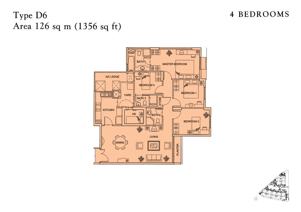 Yishun Sapphire floor plan 1,356 sqft Type D6