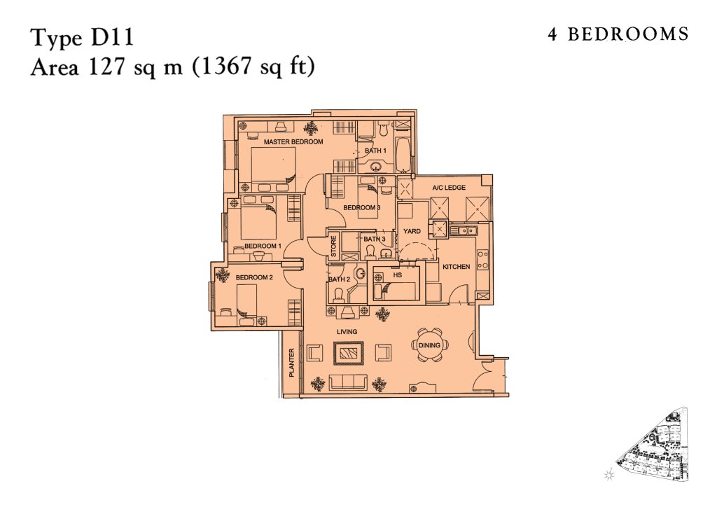 Yishun Sapphire floor plan 1,367 sqft Type D11