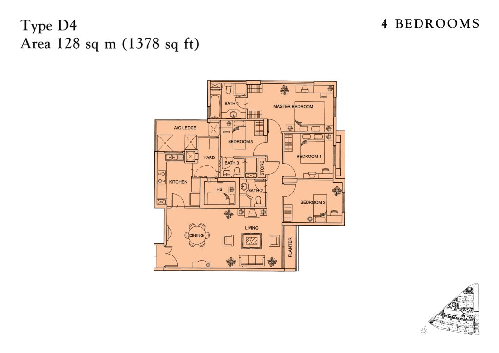 Yishun Sapphire floor plan 1,378 sqft Type D4