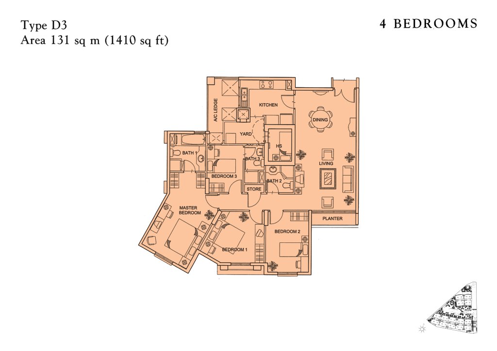 Yishun Sapphire floor plan 1,410 sqft Type D3