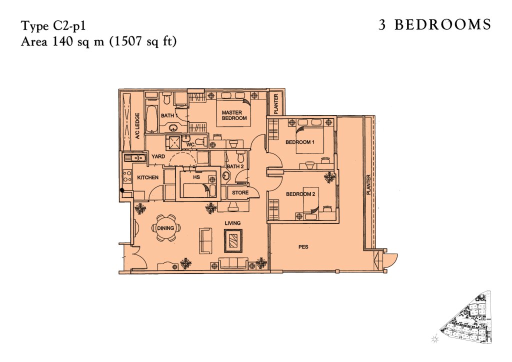 Yishun Sapphire floor plan 1,507 sqft Type C2-p1