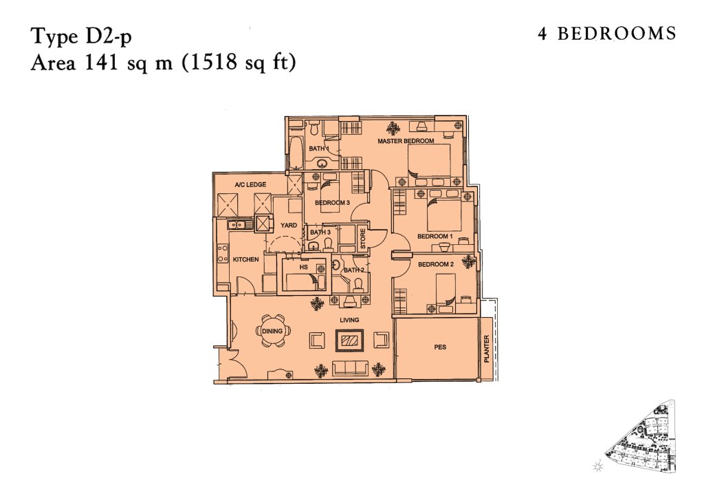Yishun Sapphire floor plan 1,518 sqft Type D2-p