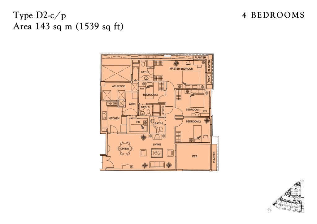 Yishun Sapphire floor plan 1,539 sqft Type D2-c-p