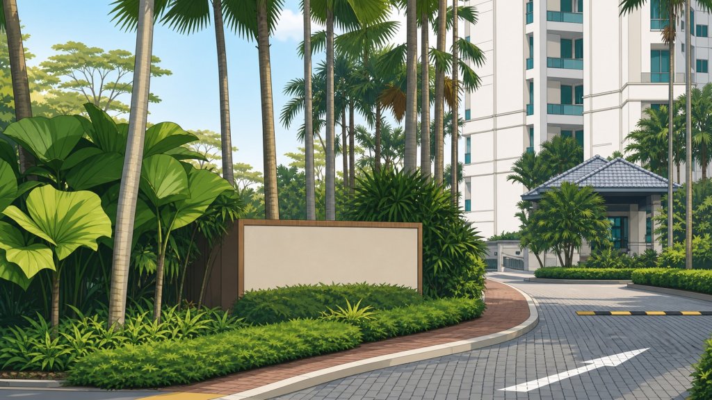 Yishun Sapphire entrance driveway, guardhouse and signage wall