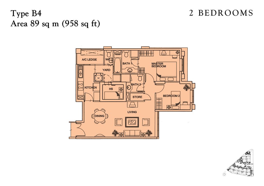 Yishun Sapphire floor plan 958 sqft Type B4
