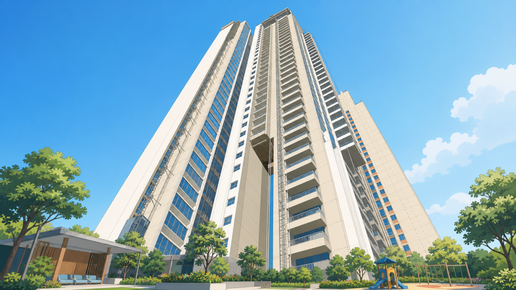 Public housing blocks under construction in Singapore, part of the 65,468 flats reaching MOP between 2027 and 2031
