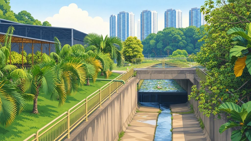 A pet friendly condo depends on estate by-laws covering lifts, corridors and shared greenery like this landscaped waterway