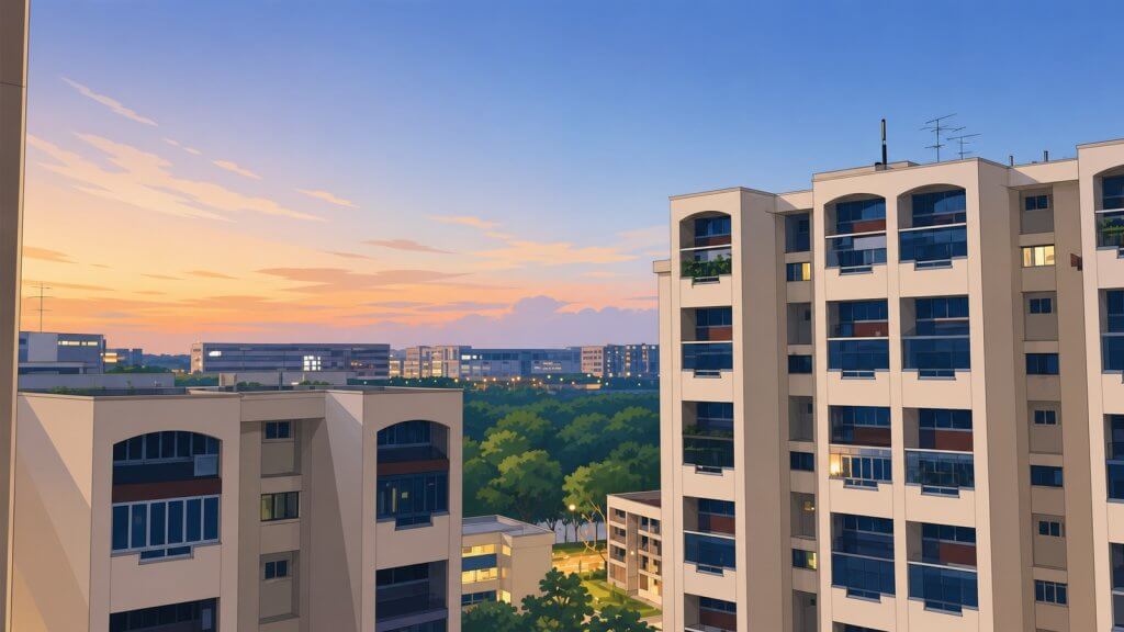 Maisonette HDB flats at twilight - CPF usage and retirement planning