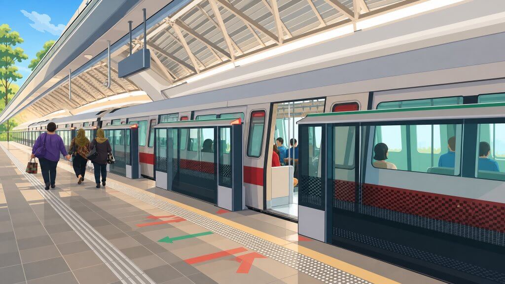MRT train at platform - rental demand for condos near MRT stations