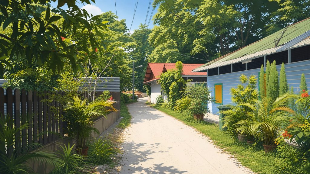 The lane into Kampong Lorong Buangkok, the village beside the Buangkok condo belt