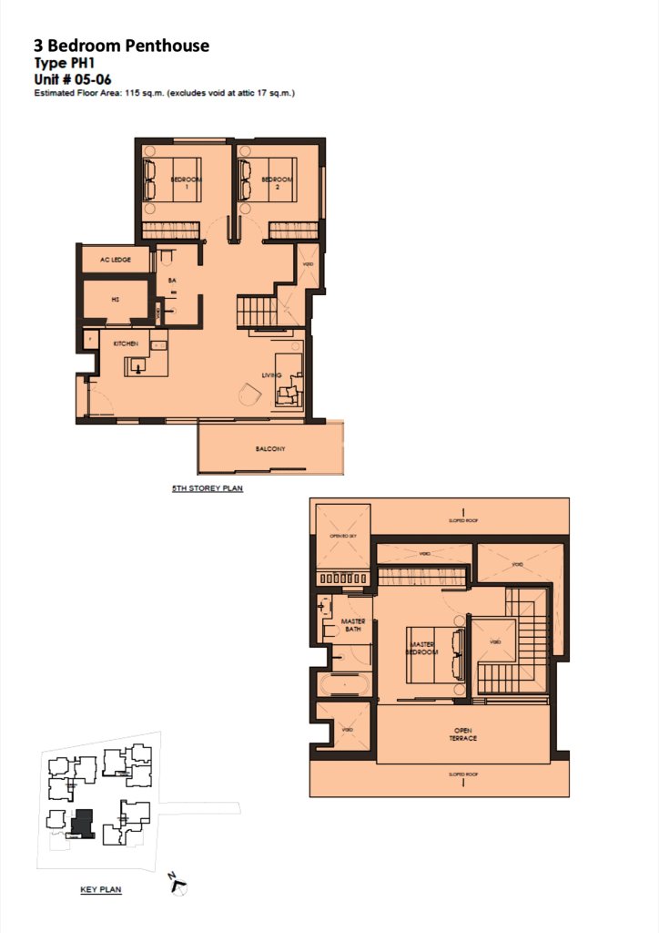 10 Evelyn 3 bedroom 2 bathroom with study penthouse floor plan, 1,421 sqft, Type PH1
