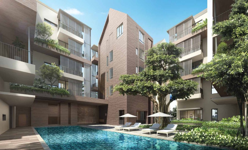 10 Evelyn swimming pool between the low-rise blocks, Novena, Singapore
