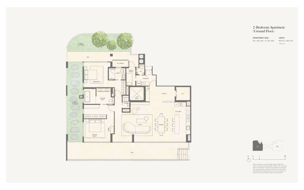 21 Anderson 2B4B+S 3197 2BR Ground PES floor plan