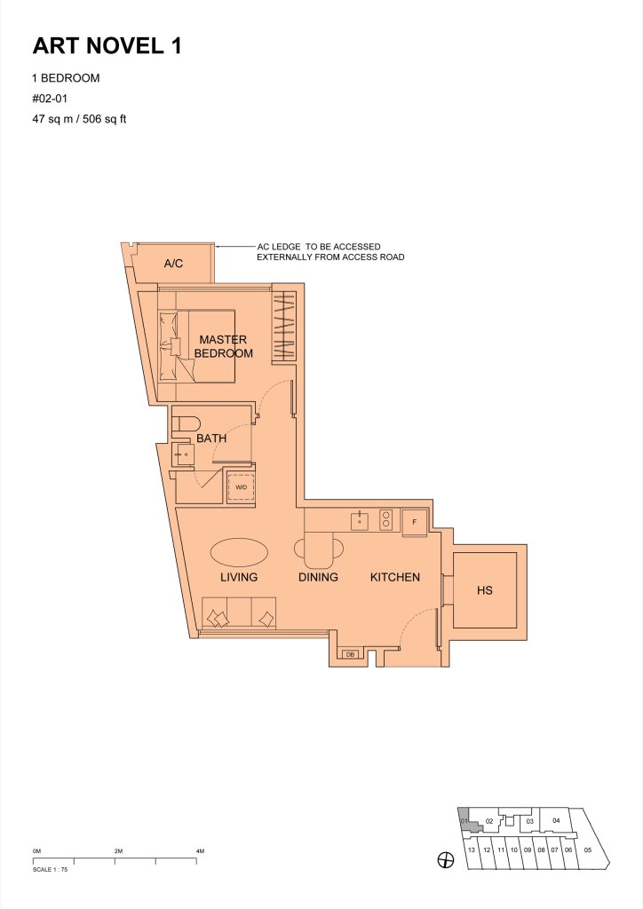 Atlassia 1B1B+S 506 1 floor plan
