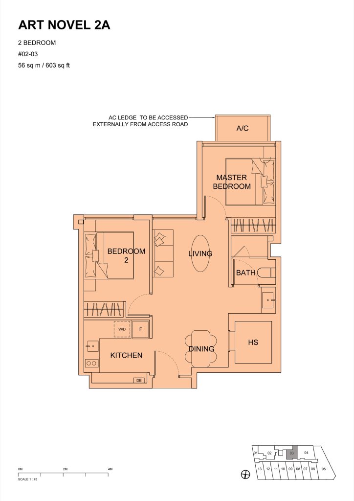 Atlassia 2B1B+S 603 2A floor plan