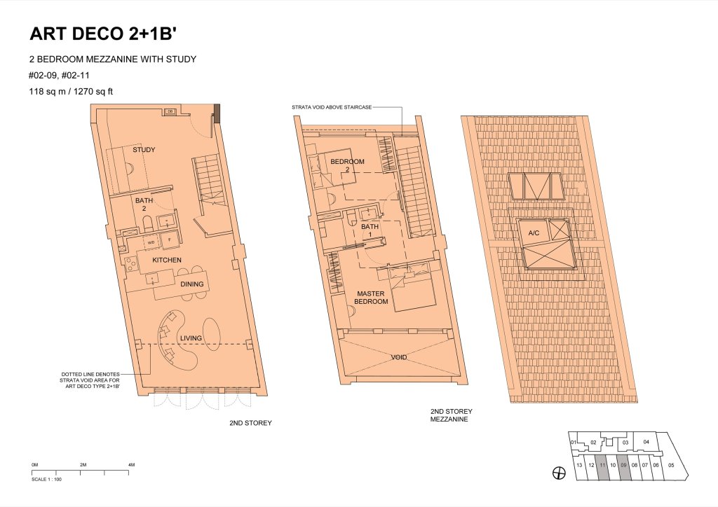 Atlassia 2B2B+S 1270 2+1B-1 floor plan