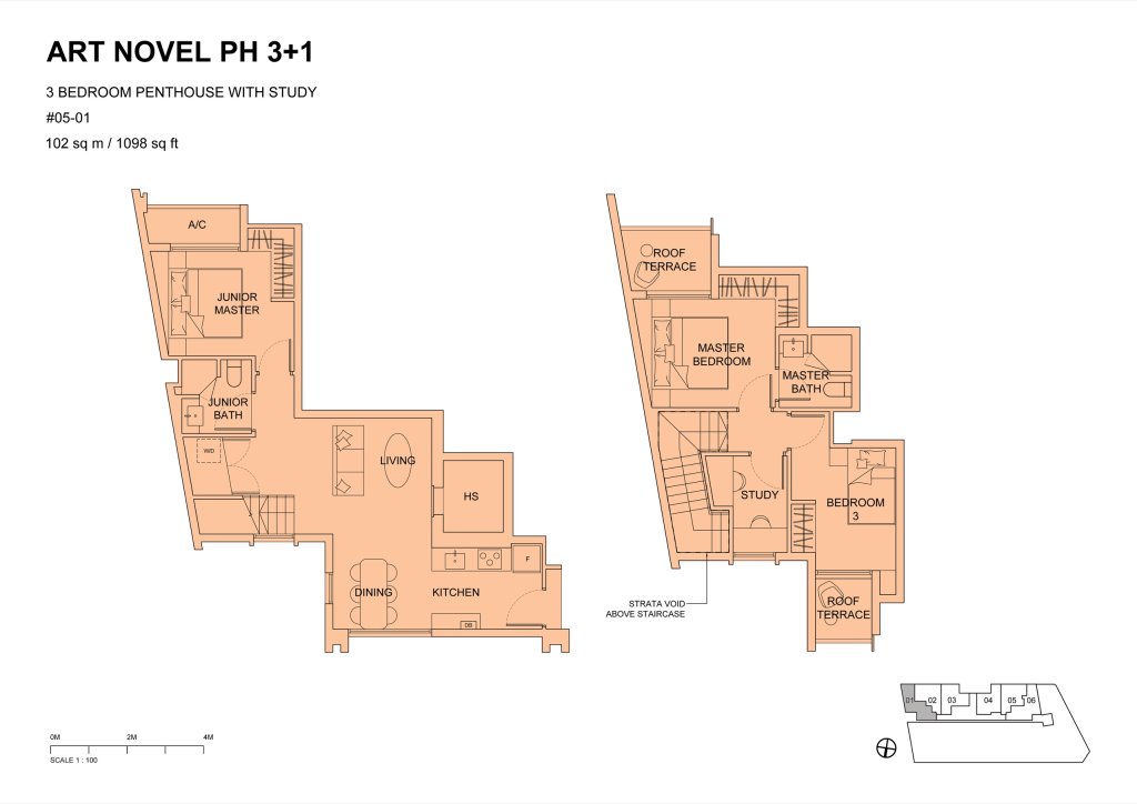 Atlassia 3B2B+S 1098 PH3+1 PH floor plan