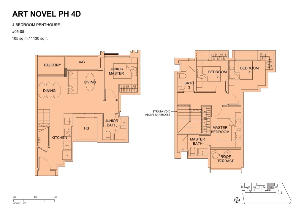 Atlassia 4B3B+S 1130 PH4D PH floor plan