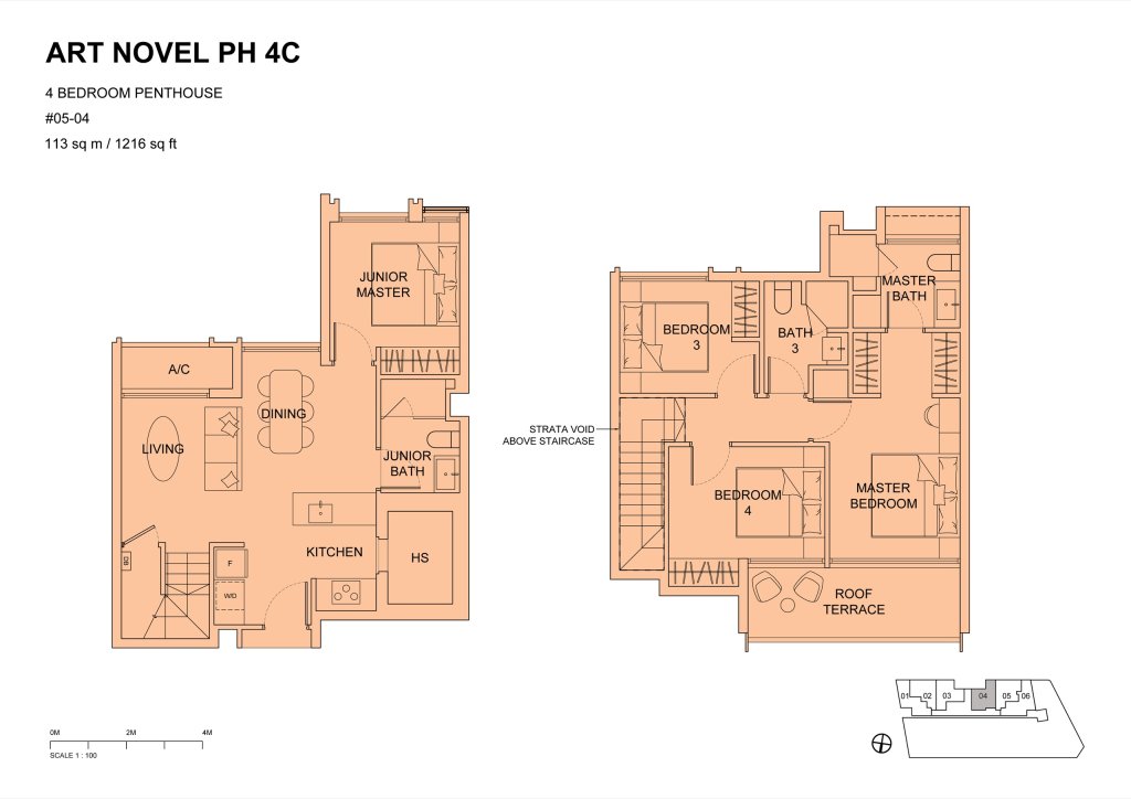 Atlassia 4B3B+S 1216 PH4C PH floor plan