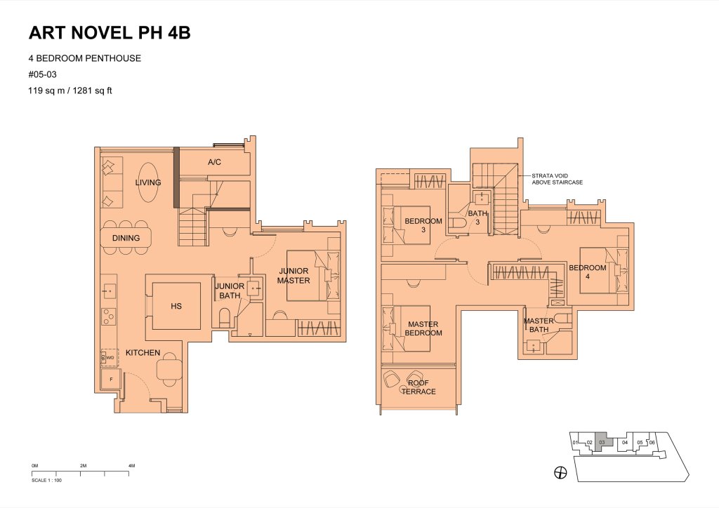 Atlassia 4B3B+S 1281 PH4B PH floor plan