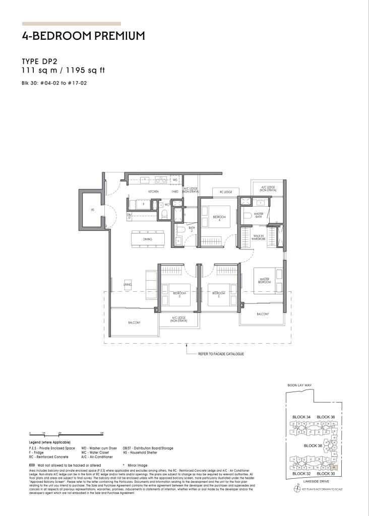 Lucerne Grand 4 bedroom premium floor plan Type DP2 1195 sqft