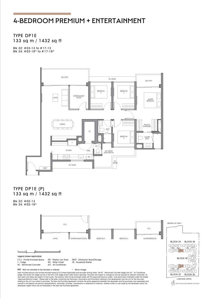 Lucerne Grand 4 bedroom premium + entertainment floor plan Type DP1E 1432 sqft