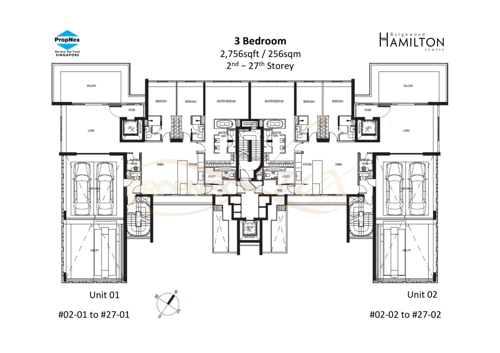 Reignwood Hamilton Scotts 3B4B+S 2756 3BR floor plan