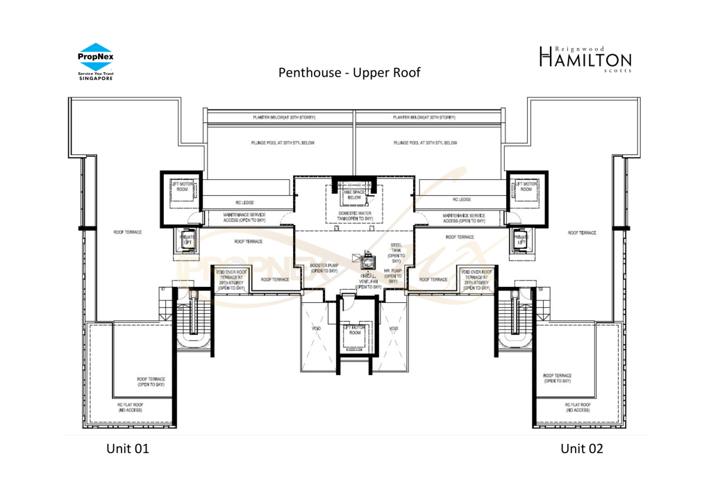 Reignwood Hamilton Scotts Studio 4B3B+S 6975 PH Roof PH floor plan