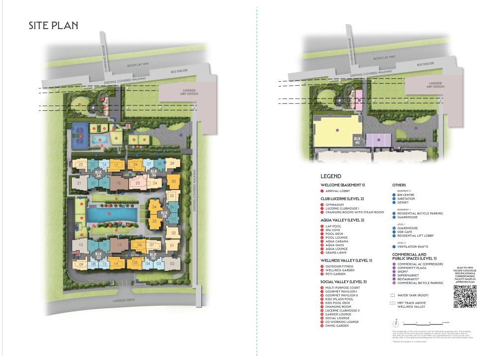 Lucerne Grand site plan with 5 residential blocks beside Lakeside MRT