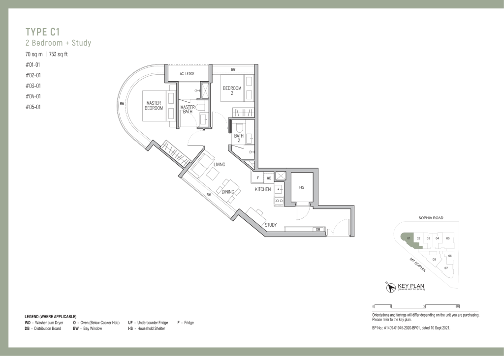 Sophia Regency 2B2B+S 753 C1 floor plan