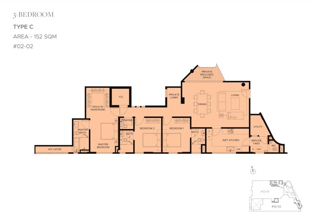The Giverny Residences 3B5B+S 1636 C floor plan