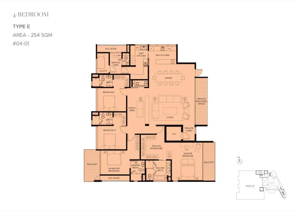 The Giverny Residences 4B6B+S 2734 E-1 floor plan