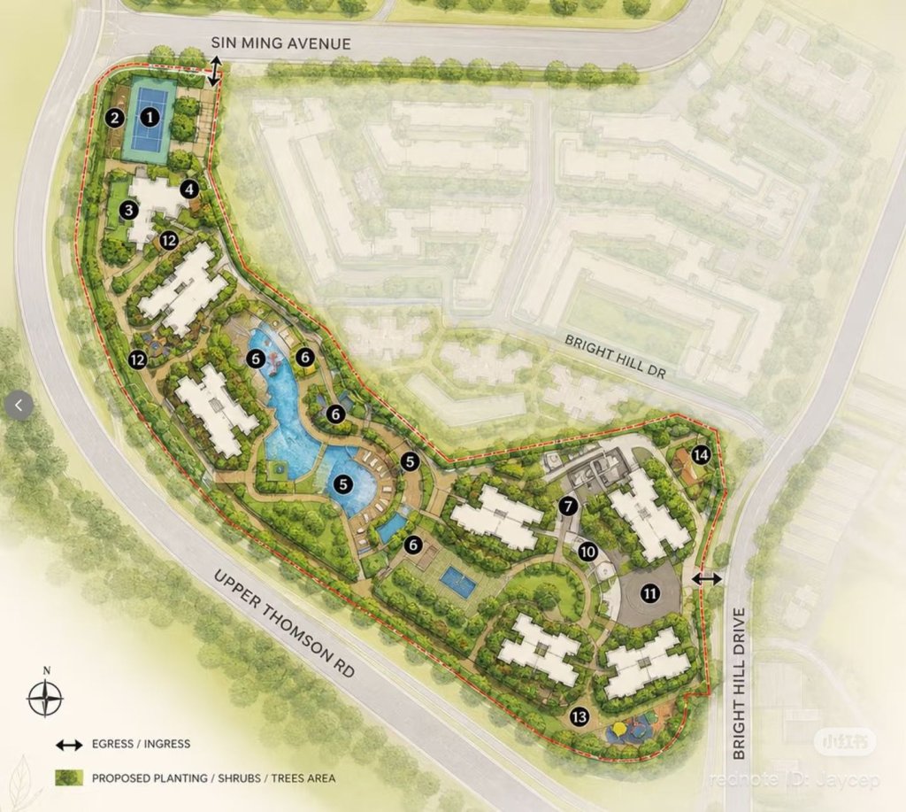 Thomson Reserve floor plans mapped to 6 blocks and 55 stacks across the site