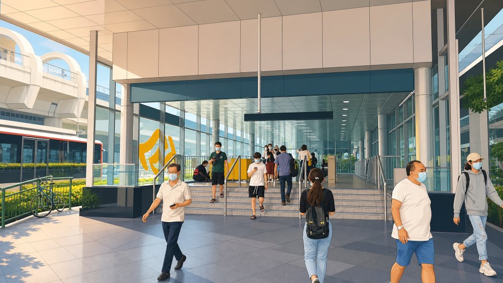 Bedok integrated transport hub entrance with bus interchange and MRT access