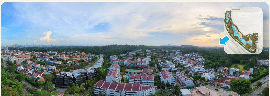 Drone view behind the Thomson Reserve floor plans, taken at about levels 15 to 18