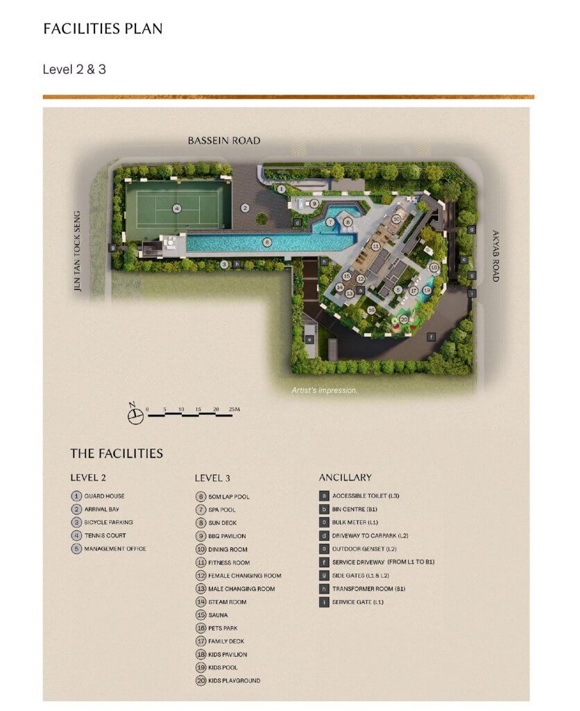 The Serra Residences facilities site plan, levels 2 and 3