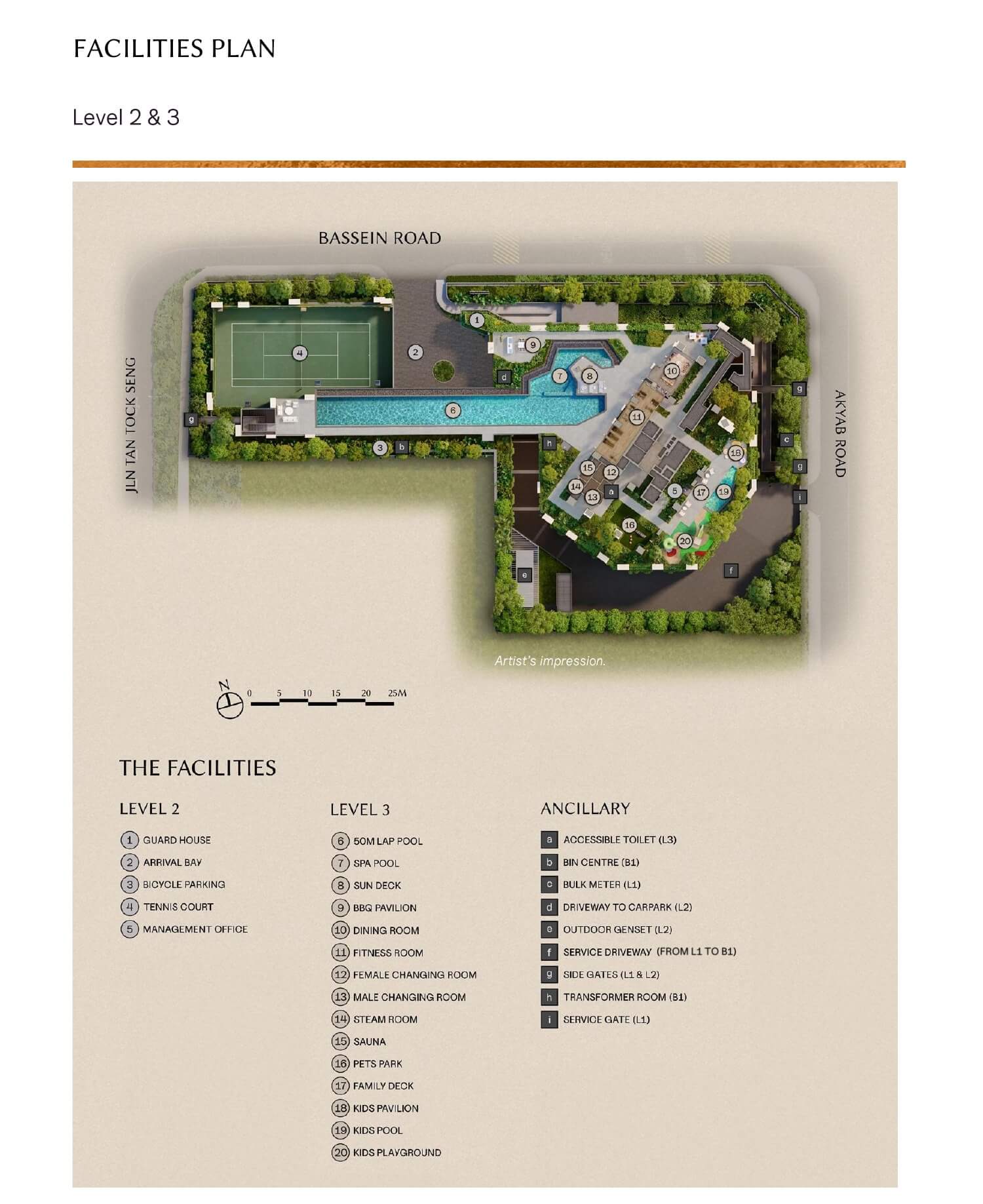 The Serra Residences facilities site plan, levels 2 and 3