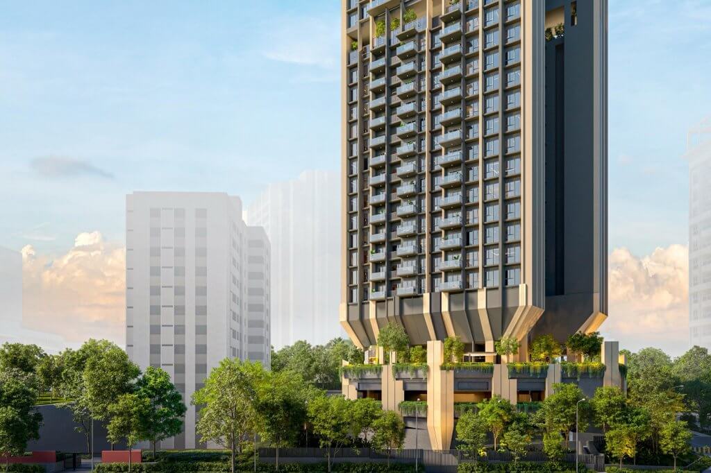The Serra Residences tower facade by day