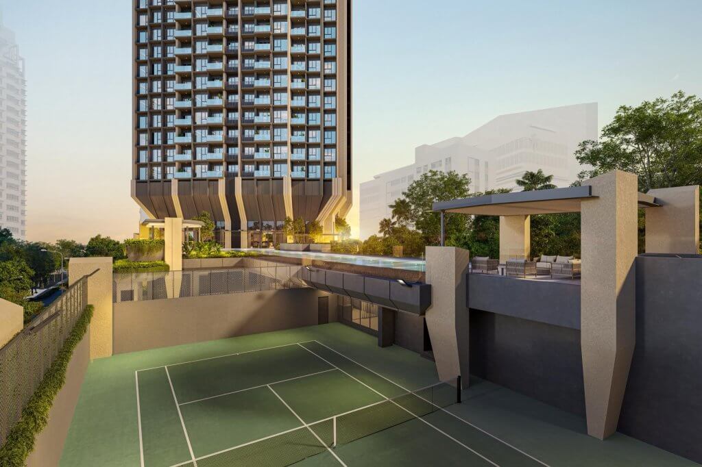 The Serra Residences full-size tennis court