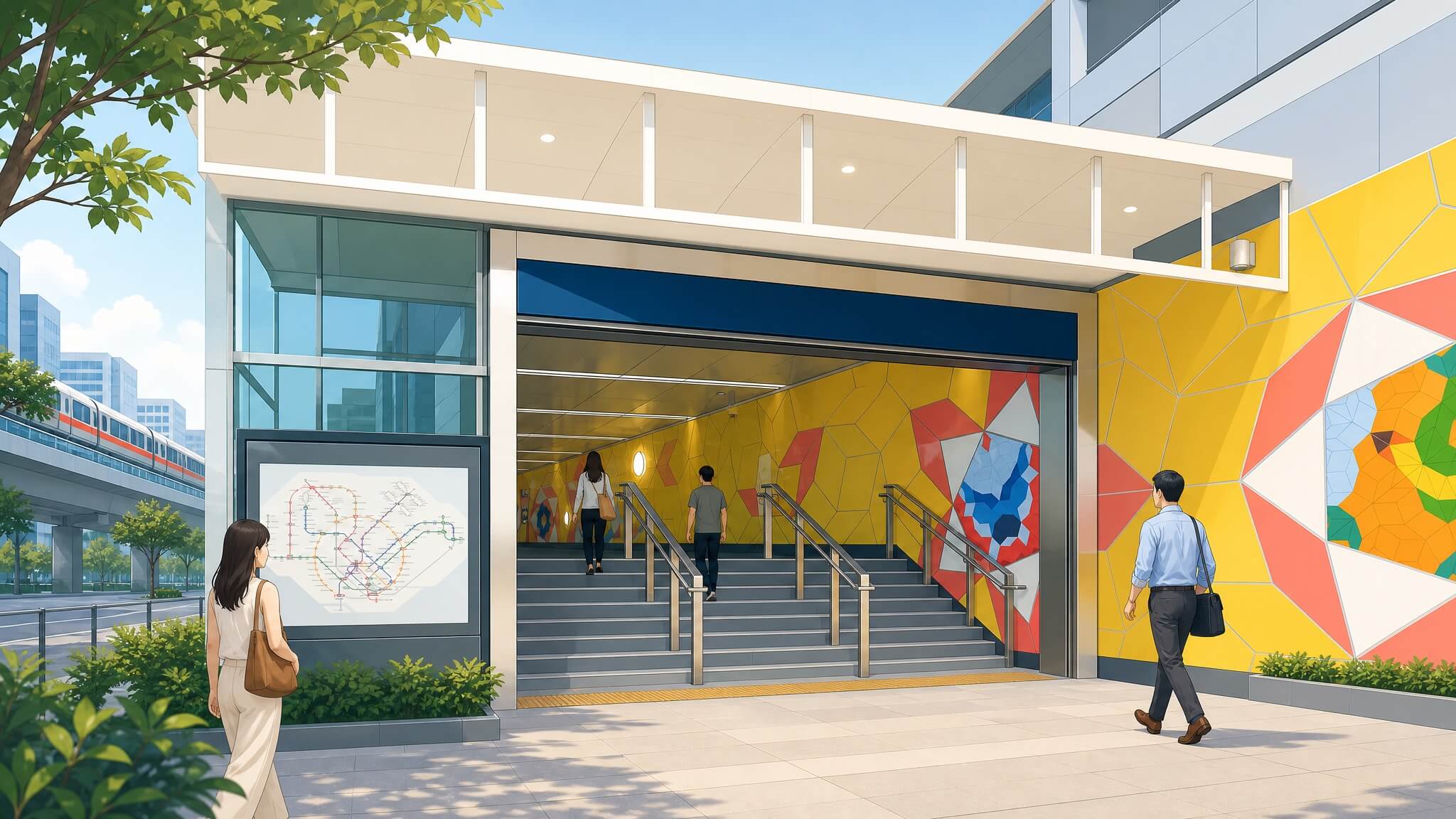 Woodlands South MRT station entrance, the nearest MRT to Clovelle of Woodlands on Woodlands Drive 17 (illustration)