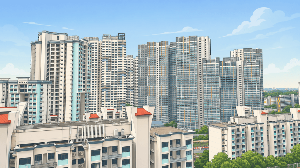 HDB resale blocks in a mature estate, where demand for big flats rose after the wait-out period ended